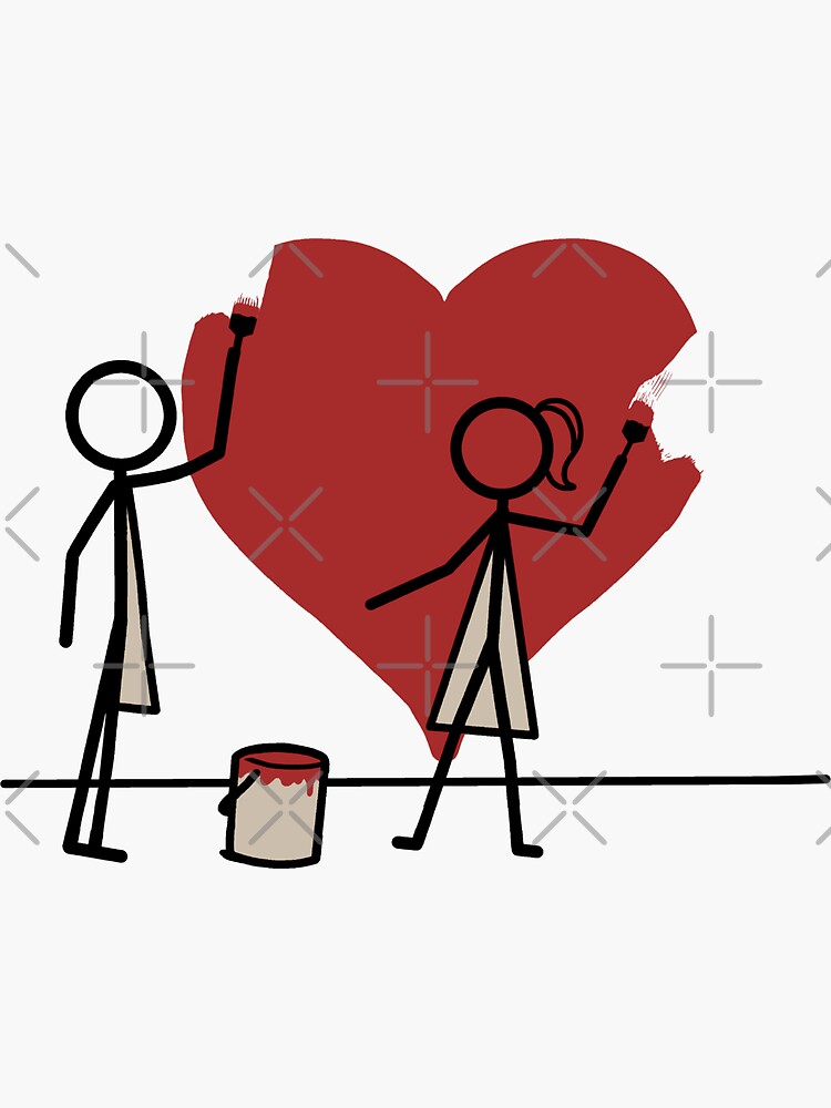 Loving Stickman with Hearts Sticker | Meme Sticker | Funny Sticker | Laptop  Sticker | WaterBottle Sticker