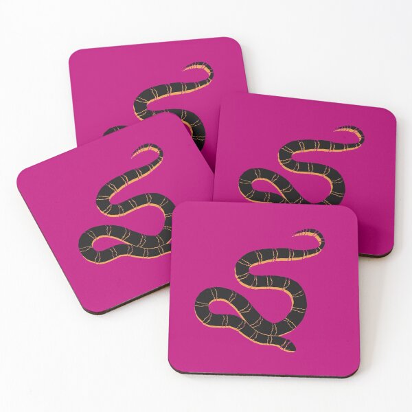 Item preview, Snake block print black yellow pink designed and sold by Kimmygowland.