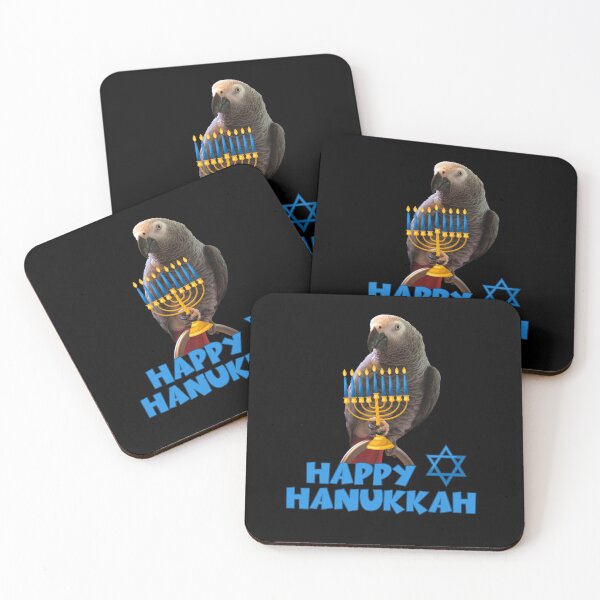 Item preview, African grey parrot Happy Hanukkah designed and sold by einsteinparrot.