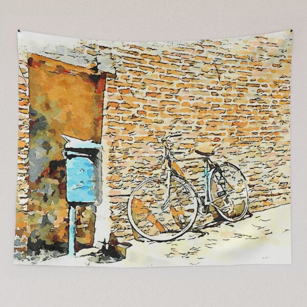 Item preview, Brisighella: bicycle leaning against the brick wall designed and sold by Giuseppe Cocco.
