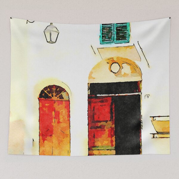 Item preview, Brisighella: house facade with two doors, window and lamppost designed and sold by Giuseppe Cocco.