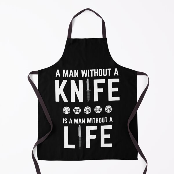 Item preview, A Man Without a Knife Is a Man Without a Life (White/Transparent on Dark Background) designed and sold by Fun-T-Shirts.
