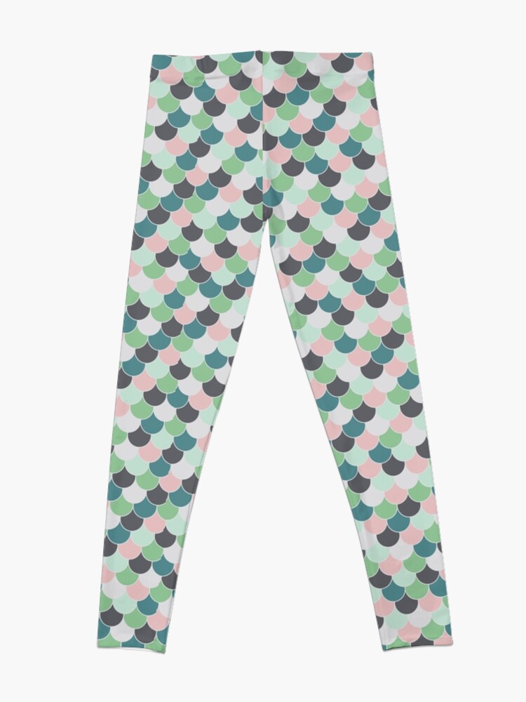 Disover Pink Green Grey and Blue Scale Pattern Leggings
