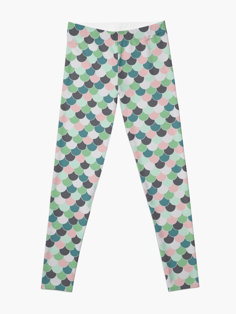Discover Pink Green Grey and Blue Scale Pattern Leggings