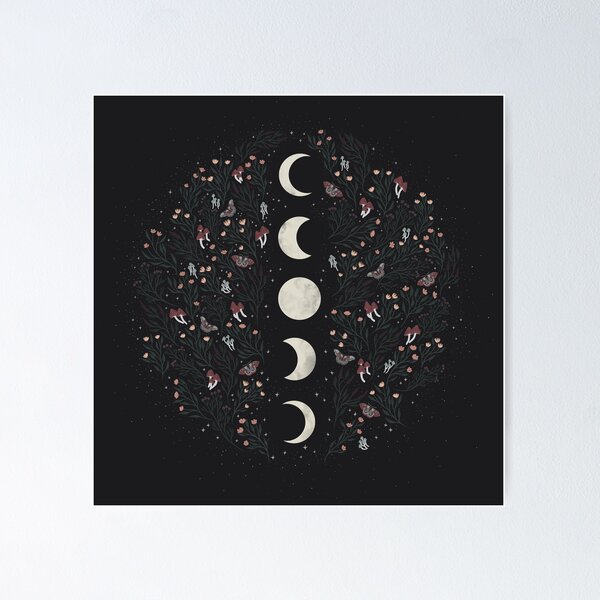 Aperçu de l'œuvre Phases de la lune avec des plantes et des étoiles créée et vendue par Arrow Krueger.
