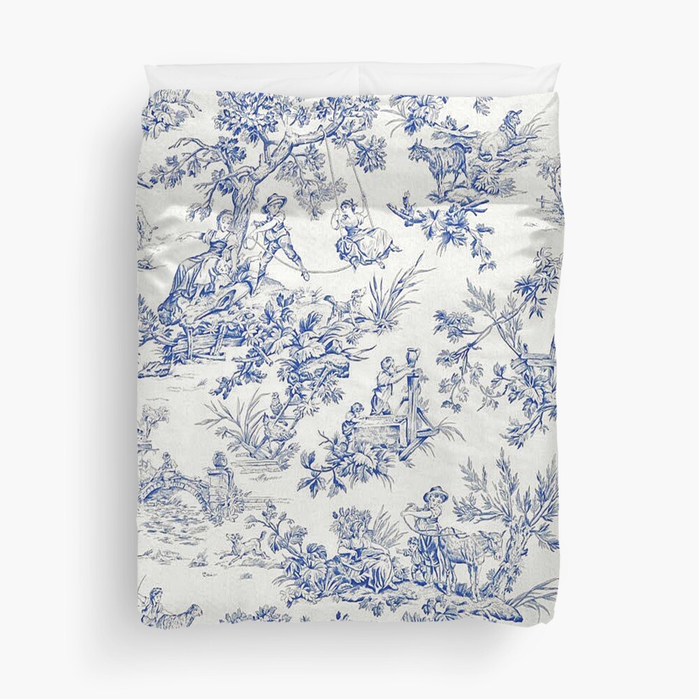 Beautiful Blue French Toile Duvet Cover
