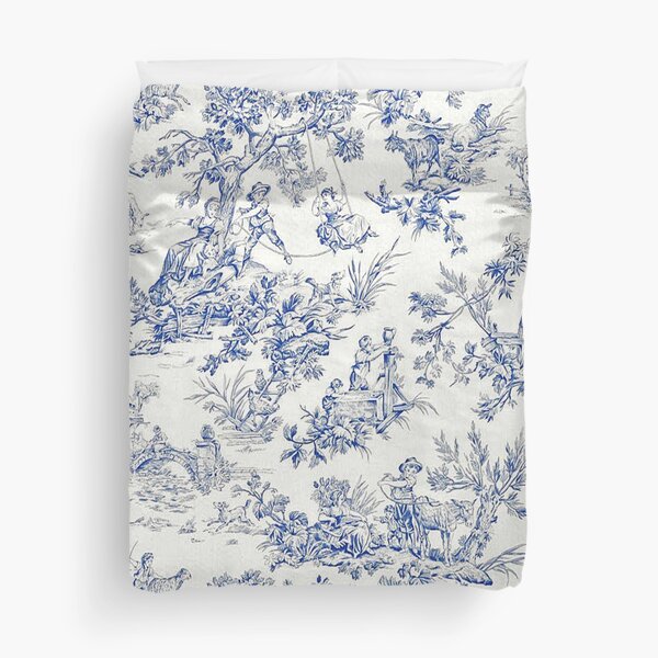Beautiful Blue French Toile Duvet Cover