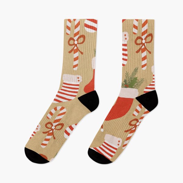 Item preview, Christmas cane candy and socks pattern, Holiday pattern designed and sold by juliaemelian.