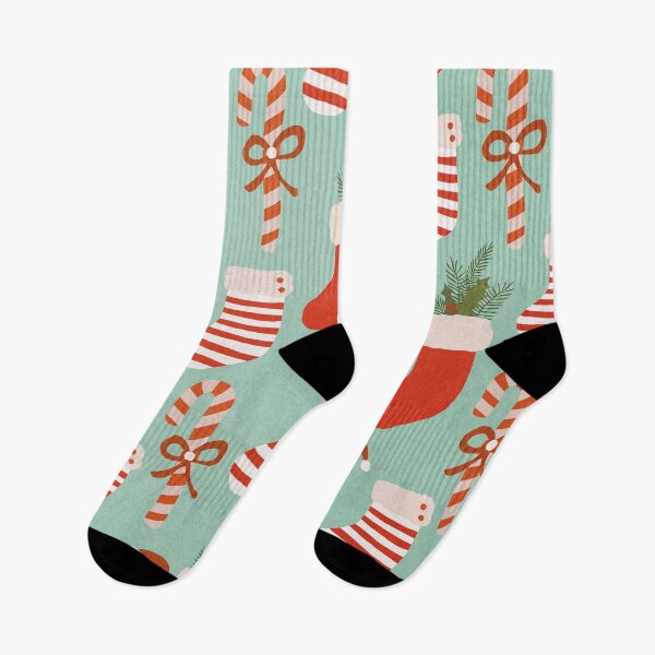 Item preview, Christmas cane candy and socks pattern, Holiday pattern designed and sold by juliaemelian.