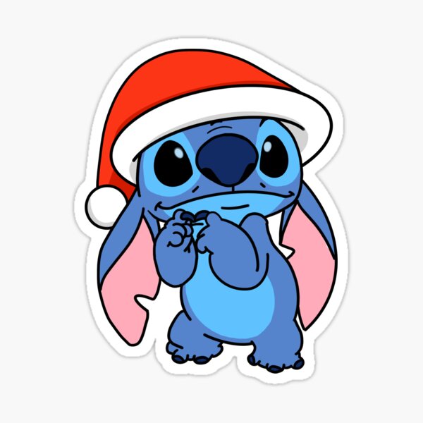 stitch with a christmas hat