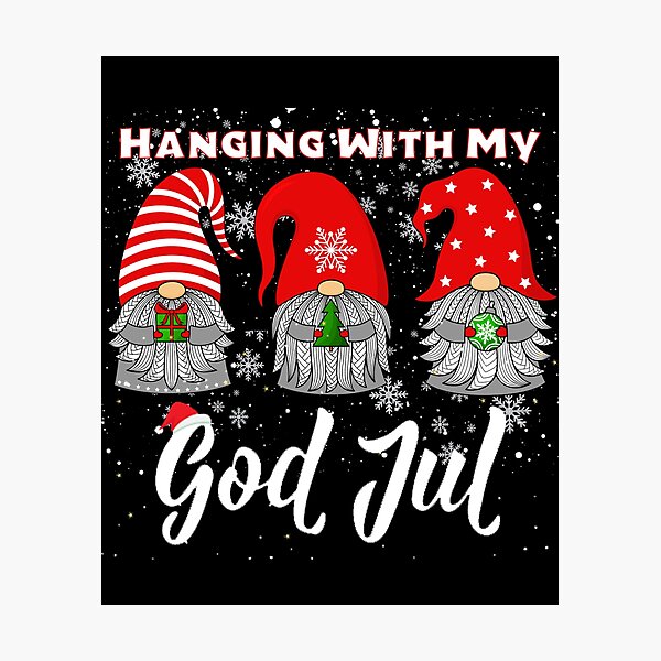 Impression Photo Scandinavian Gnomes God Jul Tomte Chemise Nordique De Noel Suedois Par Bensoumwallid Redbubble