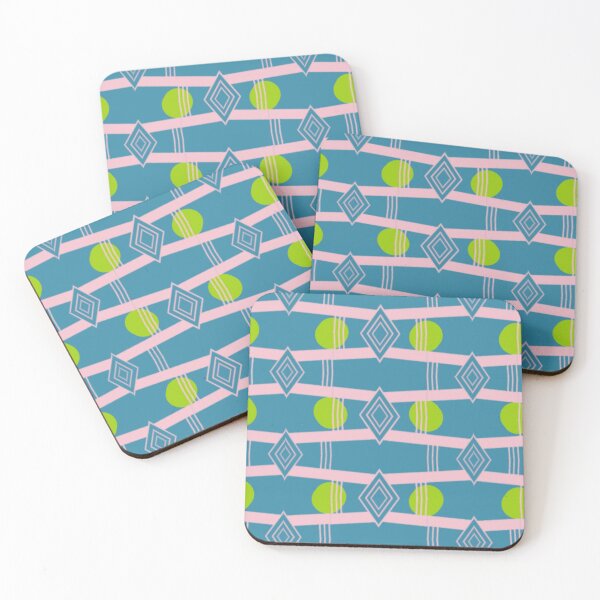 Item preview, Abstract Green and Pink Pattern on Blue designed and sold by Sendreka.