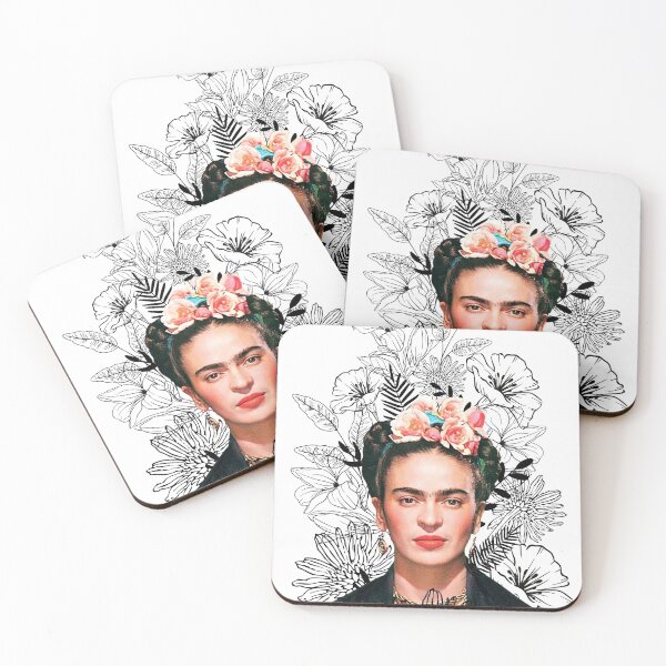 Item preview, Frida Kahlo print, black and white flowers designed and sold by Adriana C (All about Frida).