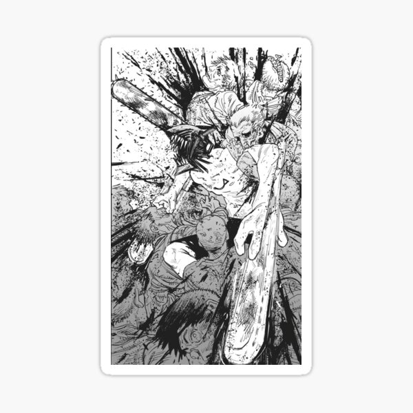 Chainsaw man manga page Glossy Sticker