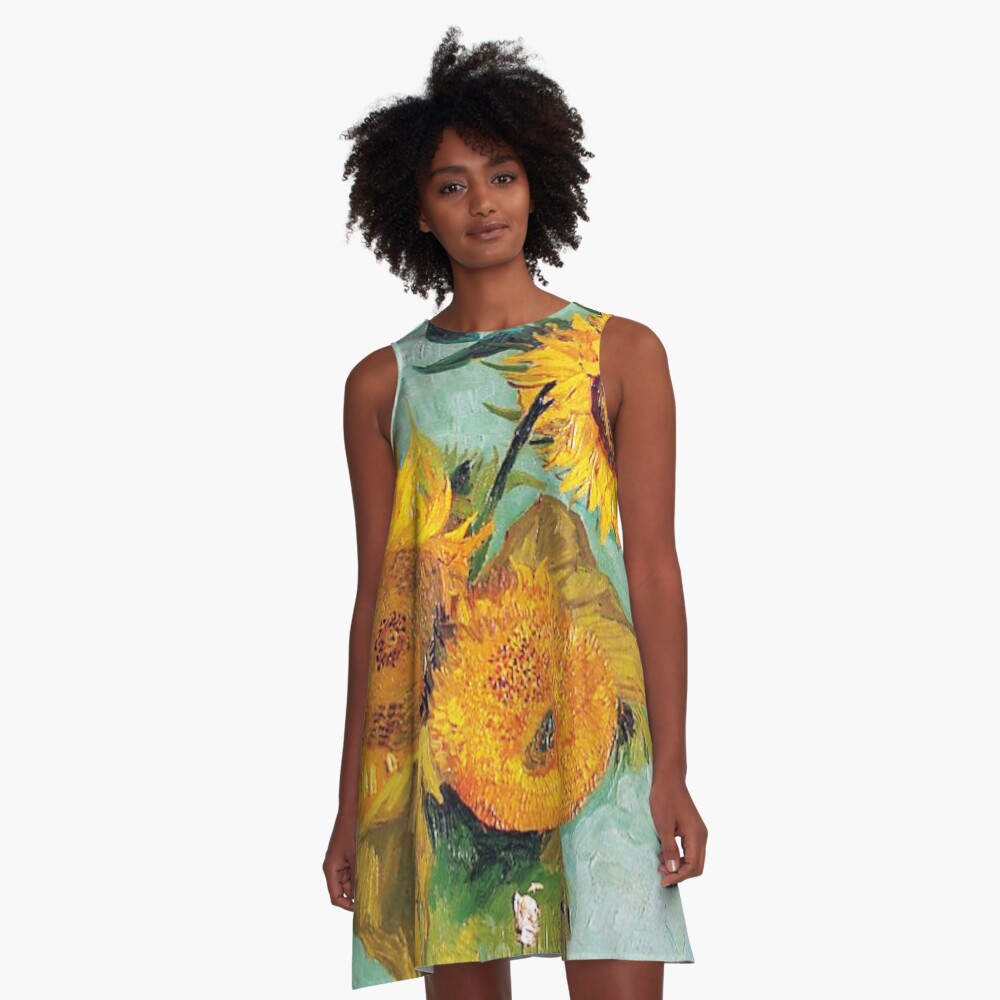 USSUMA Women's Summer Maxi Dress Casual Loose Van Gogh Painting Printed  Long T Shirt Dress Short Sleeve Split Beach Dresses - Walmart.com