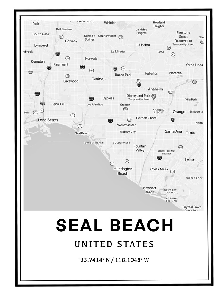 "Seal Beach California Map" Sticker for Sale by Outtahere23 Redbubble