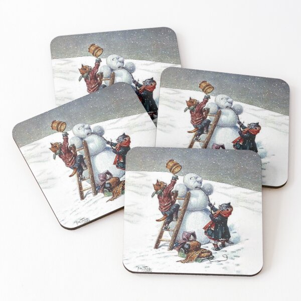 Item preview, Vintage Christmas Kittens & Snowman - Funny Cat Christmas designed and sold by DigitalEffects.
