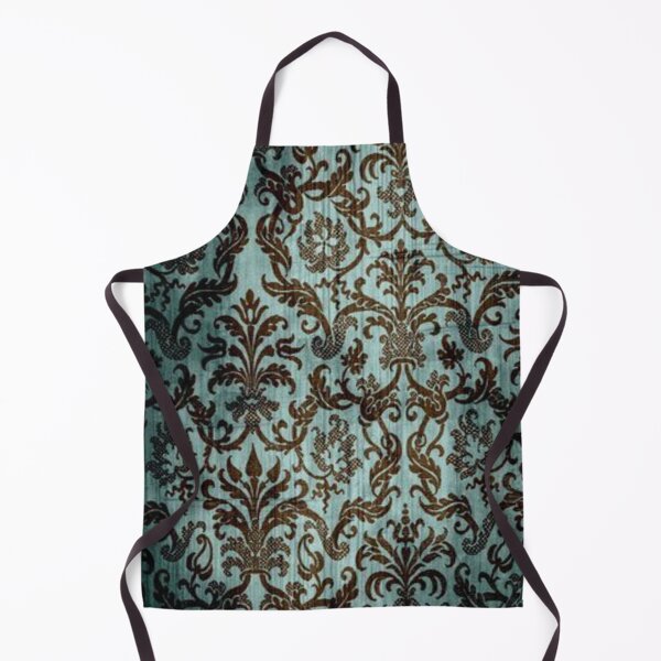 Item preview, Teal and BrownFoliage Damask designed and sold by The Mysterious Domain Alyne Whiteswan Fine Art Prints and Merch.