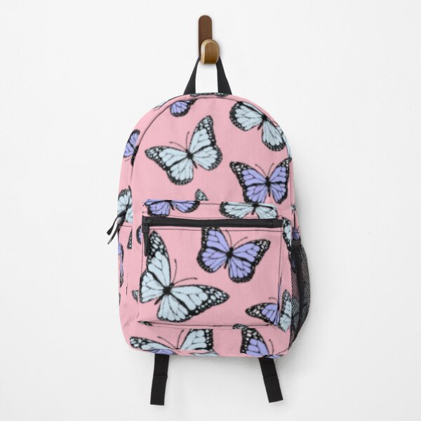 Item preview, blue and purple butterflies (pink background) designed and sold by emilyyyxdouglas.