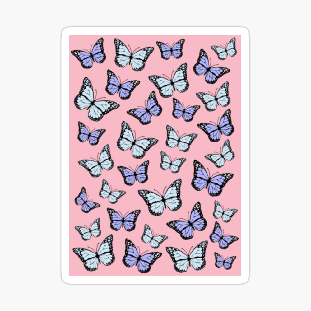 blue and purple butterflies (pink background)