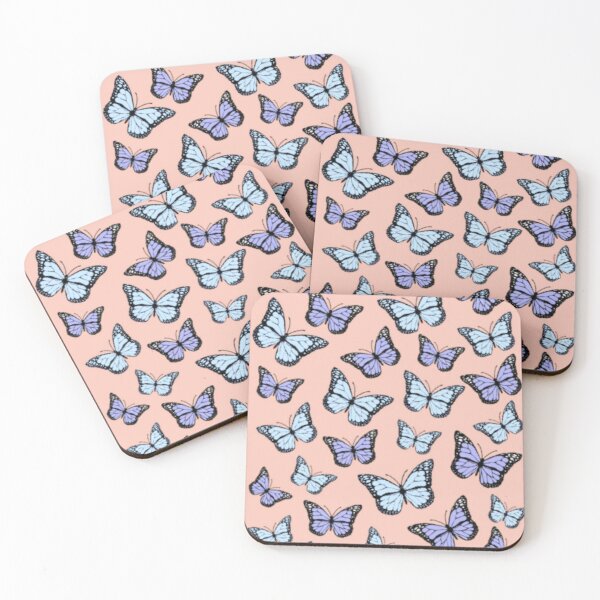 Item preview, blue and purple butterflies (orange background) designed and sold by emilyyyxdouglas.