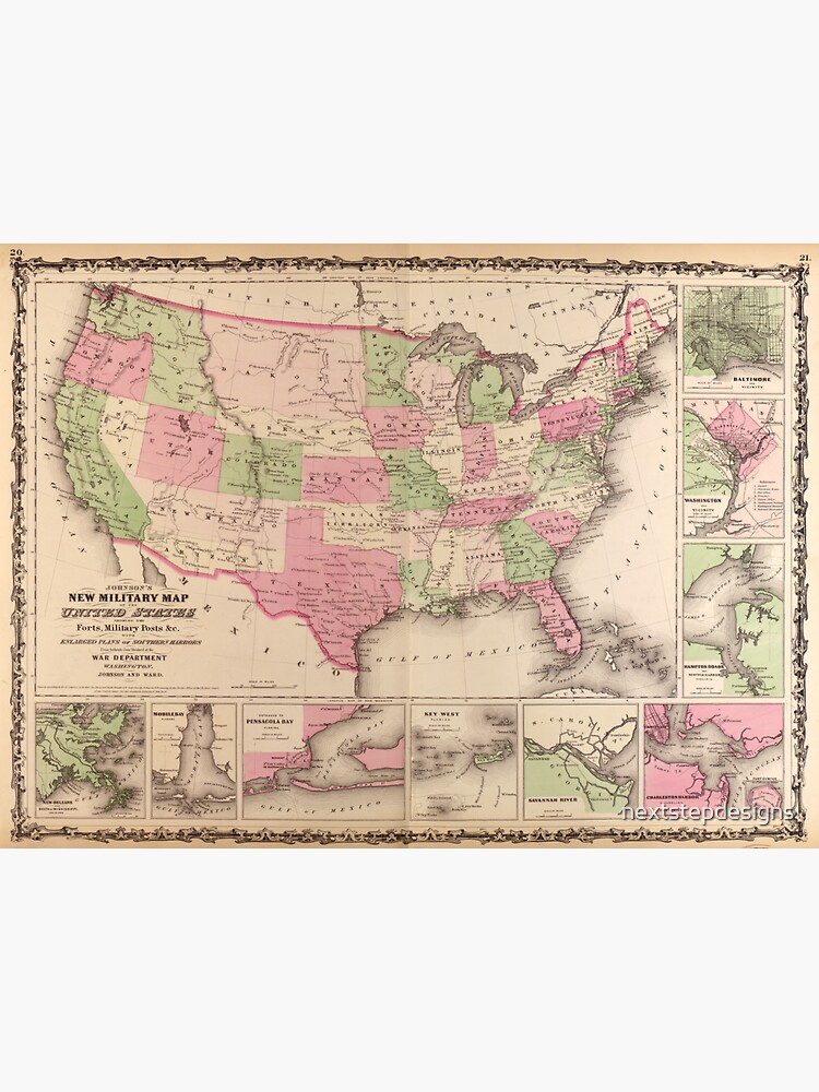 quot United States Map 1863 by Alvin - Bg,f8f8f8 Flat,750x,075,f Pad,750x1000,f8f8f8