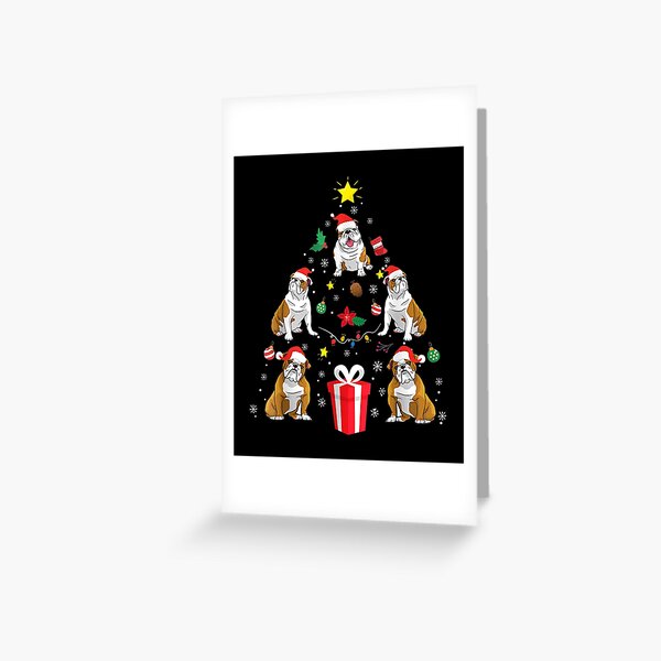 English Bulldog Christmas Ornament Tree Merry Christmas Gift Greeting Card