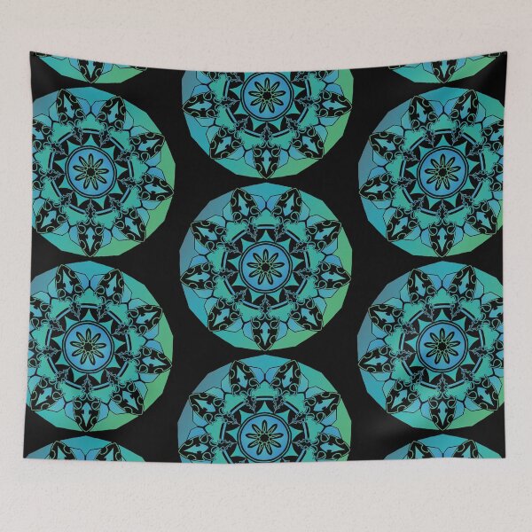 Item preview, Cut Block Spindle Mandala Aqua Turquoise Blue designed and sold by SirCrim.