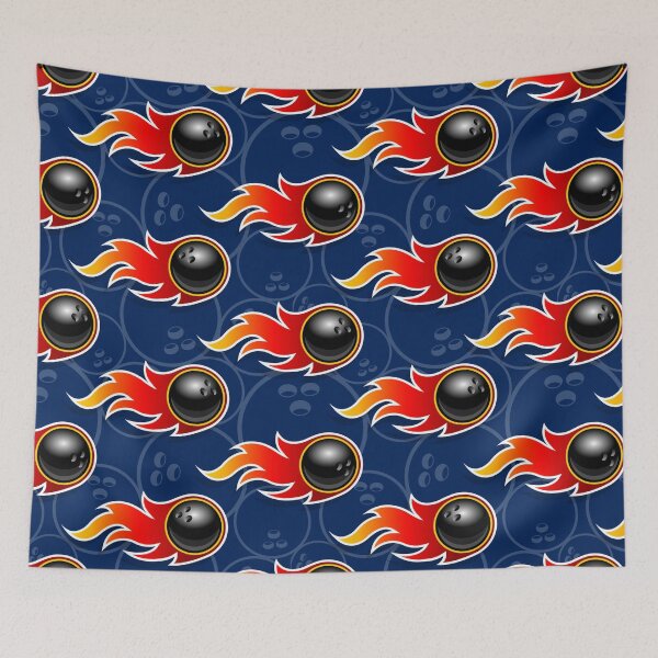 Item preview, Bowling Ball Balls Ten Pin 10 Pin Flaming Fire Falling Hot Rod Flames Dark Blue designed and sold by Draculaura2009.