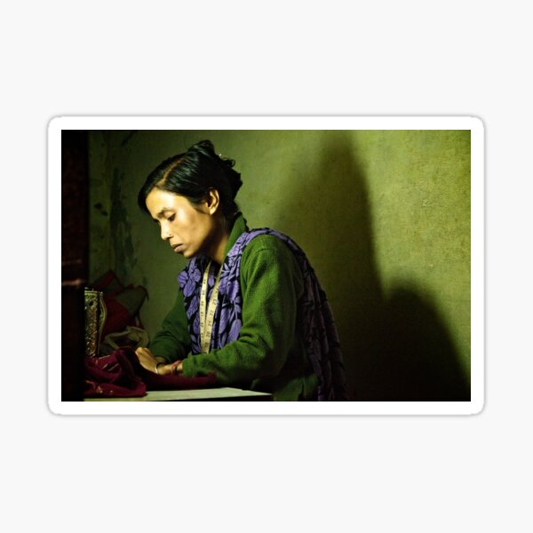 She Sews into the Night Sticker