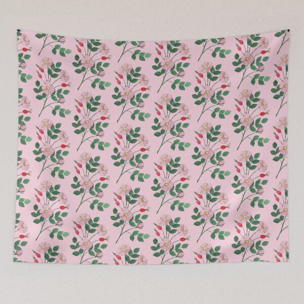 Item preview, Wild Rosehips Inked Watercolor Painting designed and sold by Danica Templeton.