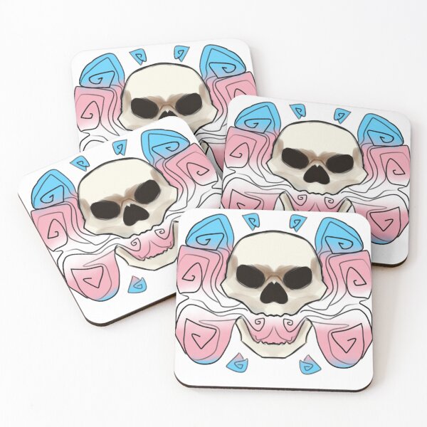 Item preview, trans pride skull designed and sold by acedog.