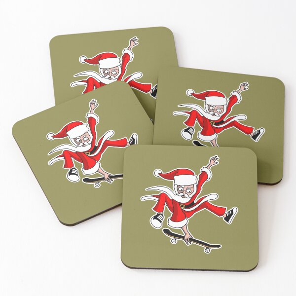 Christmas Skateboarding Santa Skater Holiday Cheer Coasters (Set of 4)