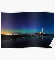 Northern lights at the lighthouse Poster