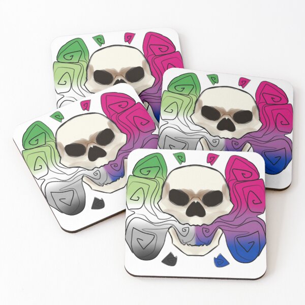 Item preview, aro bi pride skull designed and sold by acedog.