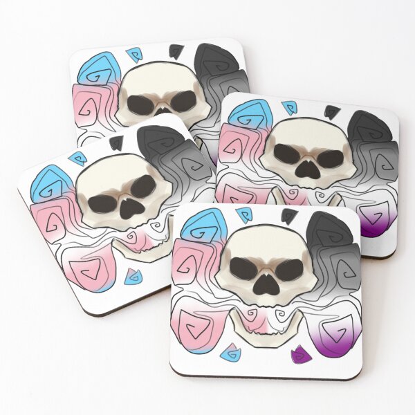 Item preview, trans ace pride skull designed and sold by acedog.
