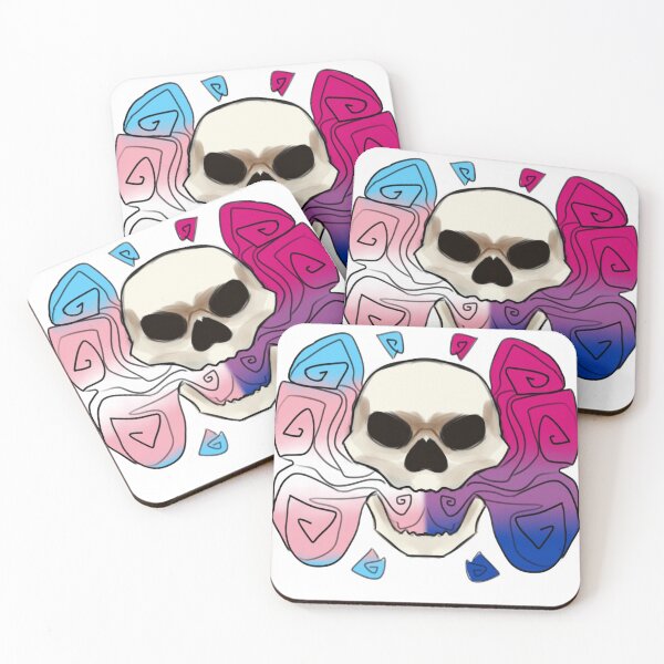 Item preview, trans bi pride skull designed and sold by acedog.