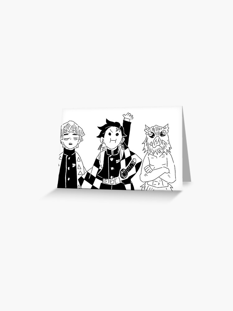 Tanjiro Zenitsu And Inosuke Funny Manga Panel Greeting Card By Gwenjimann Redbubble