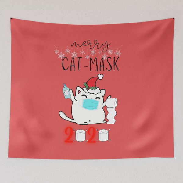 Item preview, Merry Cat-Mask | Funny Christmas | Christmas Gift | Black and White Cat  designed and sold by Jeleedesigns.