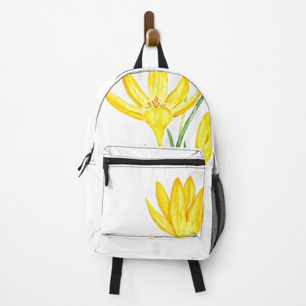Item preview, hand painted Yellow botanical crocus flowers watercolor designed and sold by SelenePaintings .