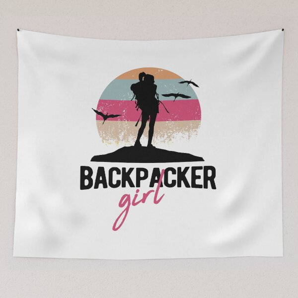 Item preview, Backpacker Backpacking Travel Woman Girl Retro designed and sold by teeseeds.