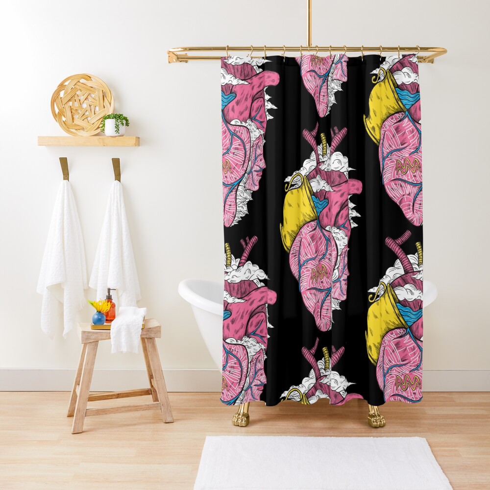 Aquarius Heart (Black) Shower Curtain