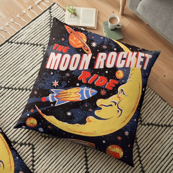 Rocket Moon Ride (vintage) Floor Pillow
