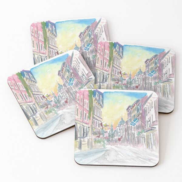 Item preview, Montreal Quebec Historic Old Street Scene With Sunrise designed and sold by artshop77.