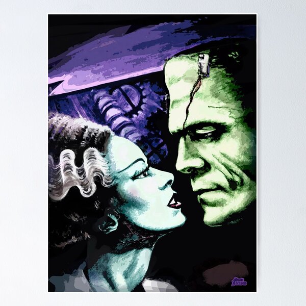 Aperçu de l'œuvre Bride & Frankie Monsters dans l'amour créée et vendue par monstermangraphic.