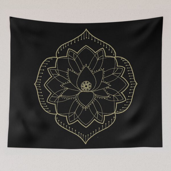 Item preview, Mandala Silhouette Light Lines on Black designed and sold by HulyaHoo.