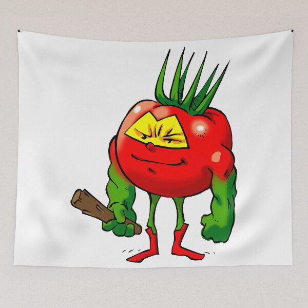 Item preview, Tomato The Barbarian Foodietoon Superhero Bodybuilder Workout Power-lifter Weightlifter designed and sold by ProjectX23.