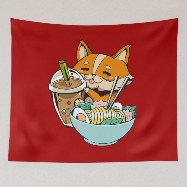 Item preview, Ramen Noodles Corgi Dog designed and sold by Cute and Funny Animal Art Designs.