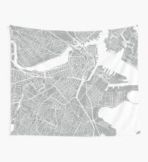Boston Map - Light Grey Wall Tapestry