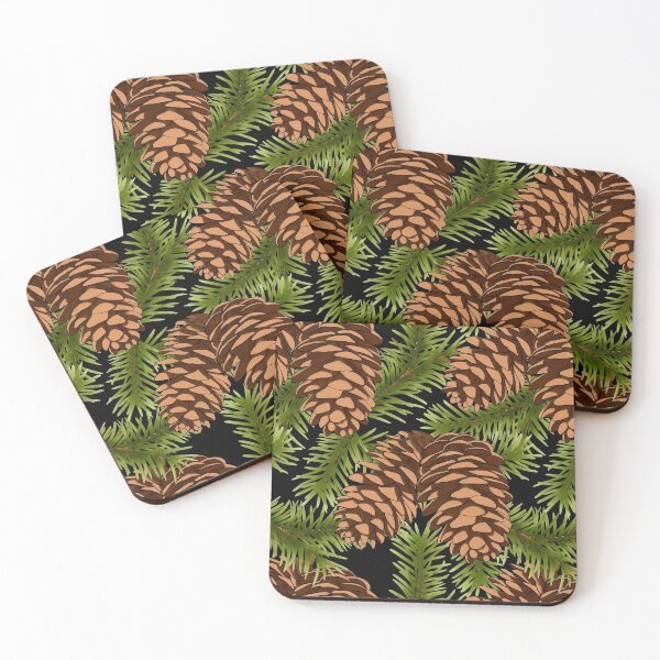 Item preview, Evergreen Pine Cone Pattern - Black designed and sold by Kraina.
